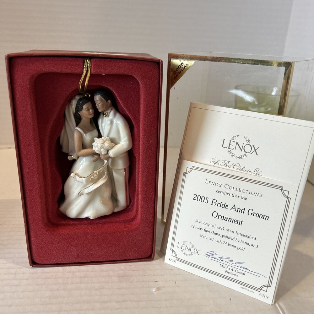 Lenox Bride And Groom Ornaments 2005 - African American - NEW IN BOX!